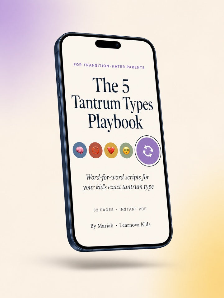 The 5 Tantrum Types Playbook &mdash; Transition-Hater edition on a phone screen